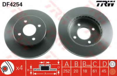 Disc frana NISSAN ALMERA I Hatchback (N15) (1995 - 2000) TRW DF4254 foto