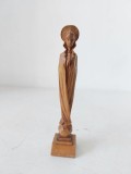 # Fecioarei Maria - Miniatura statuie din lemn sculptată manual, lemn, 11cm inaltime, detalii fine