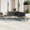 Canapea gradina Gossi L poliratan gri/acacia, perne incluse. Colt confortabil exterior, rezistent intemperii. Dimensiuni 282x228x74cm