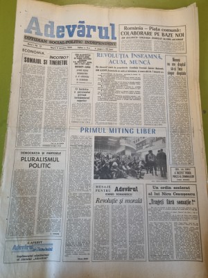 adevarul 9 ianuarie 1990-primul miting liber,revolutia romana foto