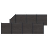 vidaXL Panou de Gardă 8 pcs WPC și Aluminiu Negru 3429426