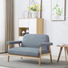 vidaXL Canapea cu 2 locuri, gri deschis, material textil