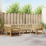 vidaXL Set canapele gradina exterior 6 piese, lemn acacia, alb si bej, rezistent intemperii