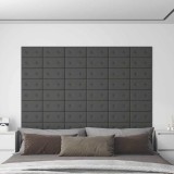 vidaXL Panouri de perete 12 buc. gri 30x15 cm piele ecologică 0,54 m&sup2;