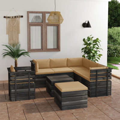 vidaXL Set mobilier grădină paleți cu perne 8 piese lemn masiv pin foto
