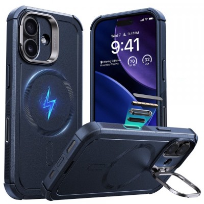 Husa MagSafe pentru Apple iPhone 17, ESR, Cyber Armor Kickstand, Albastra foto