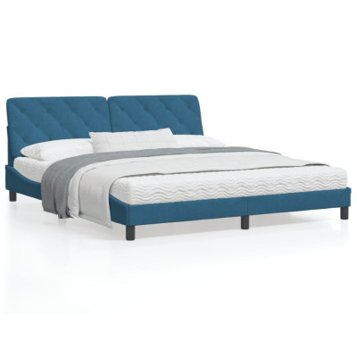 vidaXL Cadru de pat cu lumini LED, albastru, 180x200 cm, catifea foto