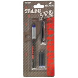 Cumpara ieftin Stilou ECADA Model SK8, Material Plastic si 2 Patroane de Cerneala Incluse, Culoare Negru/Rosu