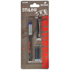 Stilou ECADA Model SK8, Material Plastic si 2 Patroane de Cerneala Incluse, Culoare Negru/Rosu