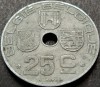 Moneda istorica 25 CENTIMES - BELGIA, anul 1945 * cod 989, Europa, Zinc