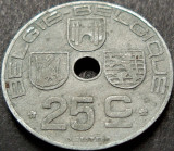 Cumpara ieftin Moneda istorica 25 CENTIMES - BELGIA, anul 1945 * cod 989, Europa, Zinc