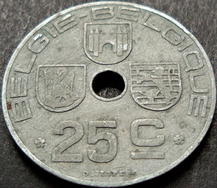 Moneda istorica 25 CENTIMES - BELGIA, anul 1945 * cod 989