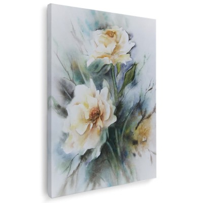 Tablou canvas trandafiri albi pictura multicolor 1277 Tablou canvas pe panza CU RAMA 60x80 cm foto