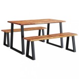 Cumpara ieftin Set de masa din 3 piese, margini naturale, lemn masiv de acacia