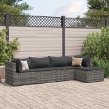 Cumpara ieftin Set mobilier de grădină cu perne, 5 piese, gri, poliratan