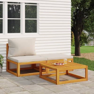 Gossi set mobilier de gradina cu perne, 3 piese, lemn masiv acacia foto