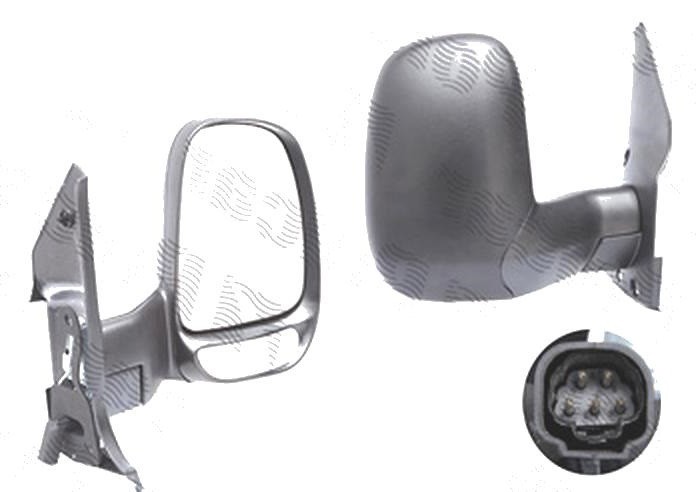 Oglinda exterioara Ford Transit (Ve83), 06.1994-07.2000, Dreapta, reglare electrica; carcasa neagra; incalzita; geam convex; cromat; lung