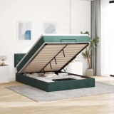 VidaXL Cadru de pat otoman cu saltea verde &icirc;nchis 140x200cm catifea 3312701