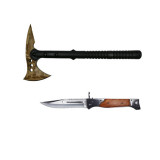 Set Topor Ideallstore&reg; , Survivor Desert Camo si briceag AK-47 , 34 cm, ​ teaca inclusa
