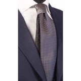 Cumpara ieftin Cravata Matase Barbati, Nod Contrastant, Model Unicat N265, Handmade Italia, Cadou Elegant, 148cm, Albastru, Bronz, Maro, Turcoaz
