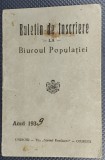 BULETIN DE INSCRIERE LA BIUROUL POPULATIEI , 1939