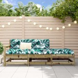 Set mobilier gradina Gossi, 3 piese, lemn pin tratat, perne incluse, gri/negru/bej