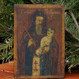 Sf&acirc;ntu' Cuviosu' Stiliean / Stelian - Ocrotitorul Copiilor - Icoană Ortodoxă Rom&acirc;nă de Sec. XIX