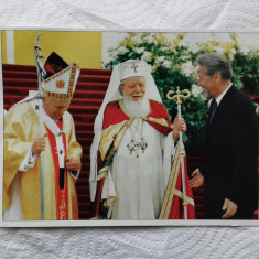 FOTOGRAFIE PAPA IOAN, PATRIAHUL TEOCTIST SI PRESEDINTELE EMIL CONSTANTINESCU