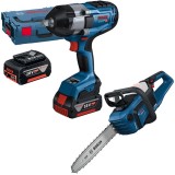 Bosch GDS 18V-1000 + GKE 18V-40 - Masina de insurubat cu impact cu 2 acumulatori Li-Ion 18 V 5 Ah patrat 1/2 inch 1000 Nm M14-M24 valiza speciala + Dr