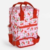 Geantă termoizolantă cu model cireșe, 6L, 21x13x27cm, alb-roz cu dungi, CMCLASS