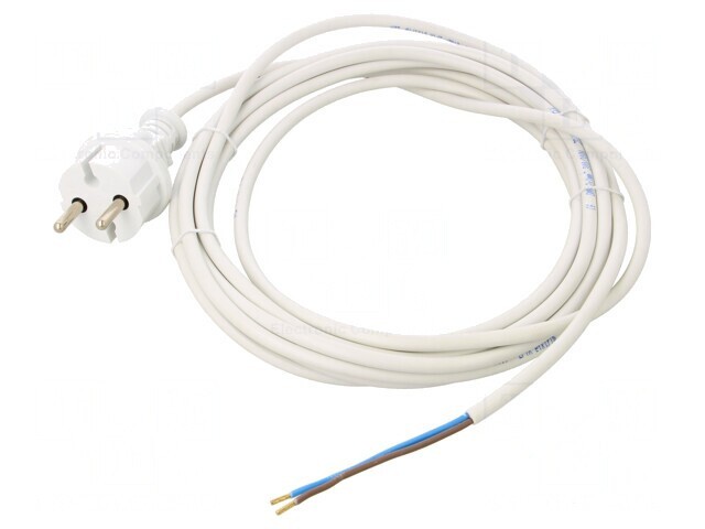 Cablu Alimentare Alb 5m 2x1mm2 16A 250V