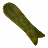 Cumpara ieftin Aparat Masaj Facial - Piatra Gua Sha din Jad Verde - Forma De Peste 11 cm