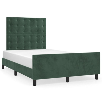 vidaXL Cadru de pat cu tăblie, verde &amp;icirc;nchis, 120x190 cm, catifea foto