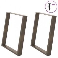 vidaXL Picioare de masă &icirc;n formă de U, 2 buc., oțel natural, 70x(72-73) cm