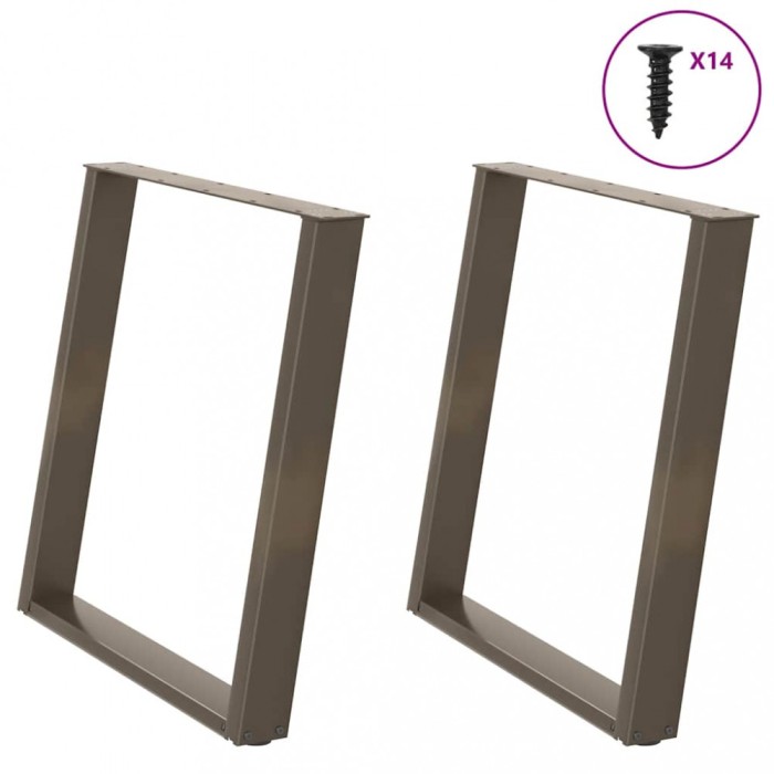 vidaXL Picioare de masă &icirc;n formă de U, 2 buc., oțel natural, 70x(72-73) cm