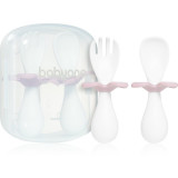 BabyOno Be Active Ergonomic Utensils for Children tac&acirc;muri Pink 12 m+ 2 buc