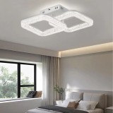 Lustra LED, 80W, 2 patrate cu diamante, 47CMx30CM, alb, telecomanda, lumina calda/neutra/rece, intensitate reglabila