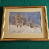 Cumpara ieftin CONSTANTIN RADINSCHI - PEISAJ DE IARNA acuarela anii '70
