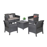 Set mobilier gradina Leziter Venus II Big, 5 locuri, grafit, plastic, cu aspect rattan