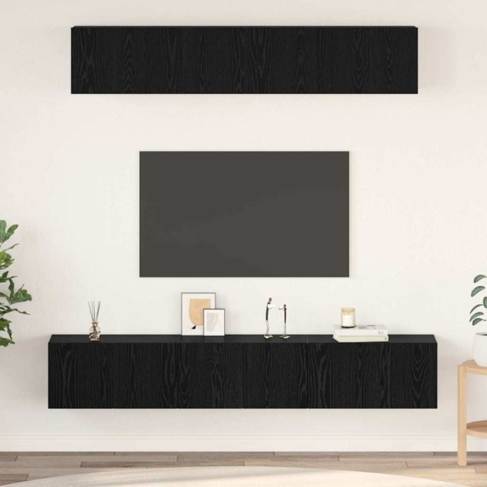 Set comodă TV 5 pcs Stejar negru 100 x 30 x 30 cm Lemn compozit