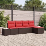 vidaXL Set de canapele pentru grădină cu pernă 5 pcs Maro poliratan 3347024