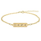 Bratara personalizata cu design piese de domino - argint 925 placat cu aur 24K