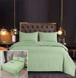 Cumpara ieftin Lenjerie Pat Damasc Verde 6 Piese Fara Elastic, Bumbac 240x250cm