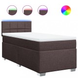 Cumpara ieftin Pat box spring cu saltea, maro inchis, 80x200 cm, textil