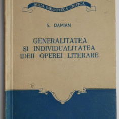 Generalitatea si individualitatea ideii operei literare – S. Damian (cateva sublinieri)