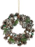 Coronita de Craciun suspendata MagicHome, verde-argintie, 30 cm