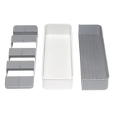 Cumpara ieftin Organizator extensibil pentru tacamuri, 40 x 14 x 5.6 cm, plastic, alb, gri