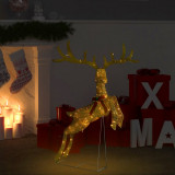 Decoratiune ren zburator de Craciun 120 LED-uri alb cald auriu GartenMobel Dekor, vidaXL