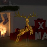 vidaXL Decorațiune ren zburător de Crăciun 120 LED-uri alb cald auriu