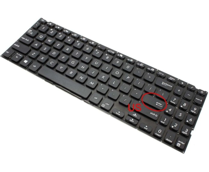 Tastatura Asus VivoBook X509DA layout US fara rama enter mic, VivoBook X509FA layout US fara rama enter mic